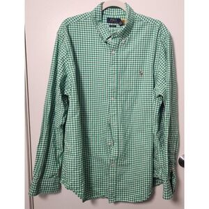 Polo Ralph Lauren Mens Green Check XXL Flesh Pony Classic Fit Button Down Cotton